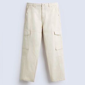 Zara STRAIGHT CARGO PANTS Size L (USA 34) NEW